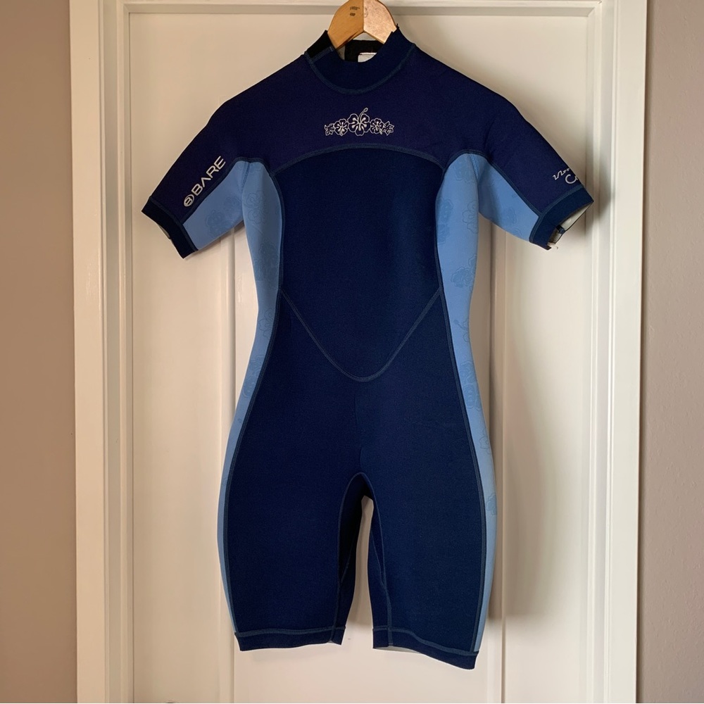 🌊 Bare Crush 2/2 MM Blue Nylon Water Sports Scuba Shorty Wetsuit Women's 10